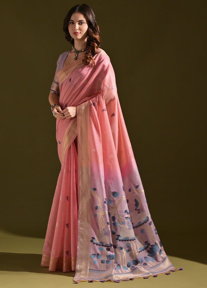 Pink Pure Cotton Saree With Blouse Piece Outlet For Nice