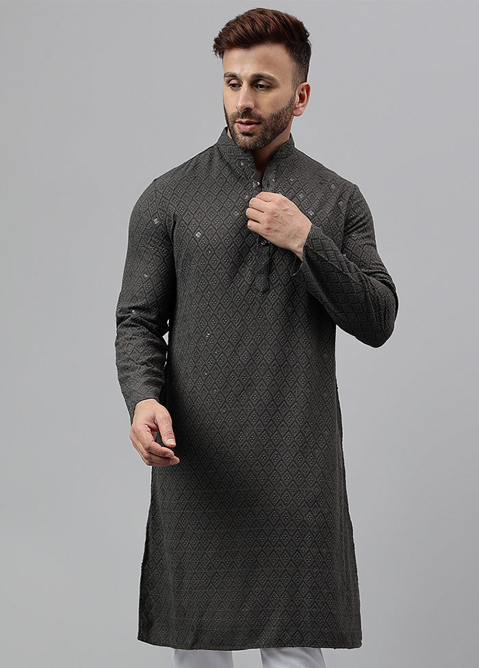 2 Pc Grey Viscose Kurta Pajama Set From China