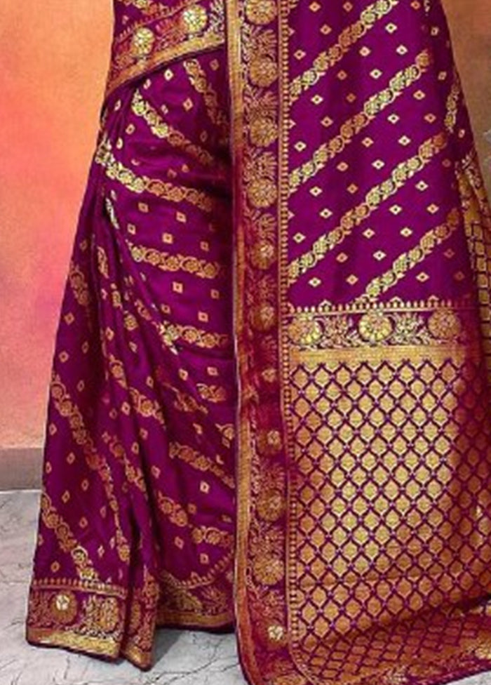 Purple Dupion Silk Saree With Blouse Piece Clearance Newest