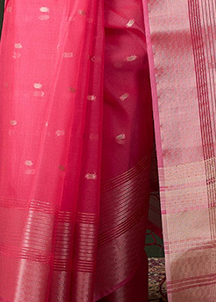 Pink Organza Saree With Blouse Piece Buy Cheap Choice