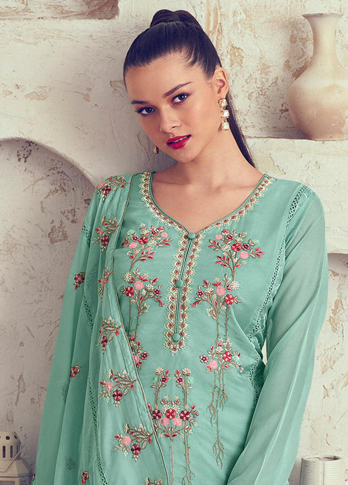 3 Pc Turquoise Unstitched Net Suit Set Sale Visa Payment