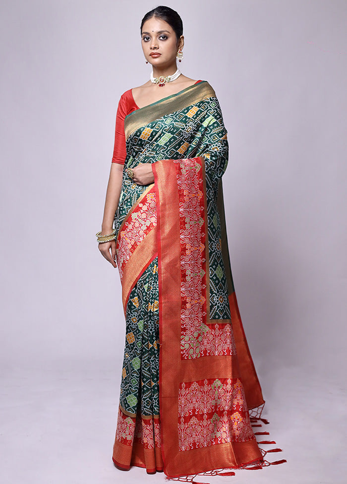 Green Dupion Silk Saree With Blouse Piece In China Online