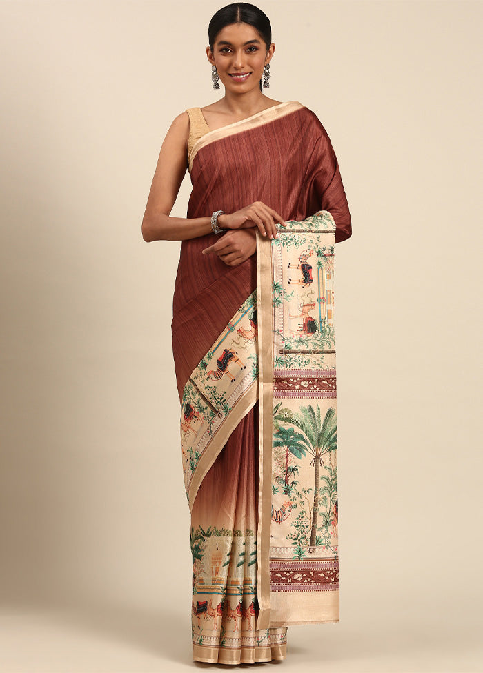 Brown Cotton Saree With Blouse Piece Buy Cheap Countdown Package