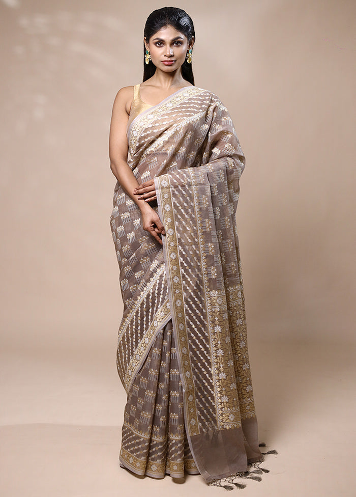 Grey Kora Silk Saree With Blouse Piece Cheap Footlocker