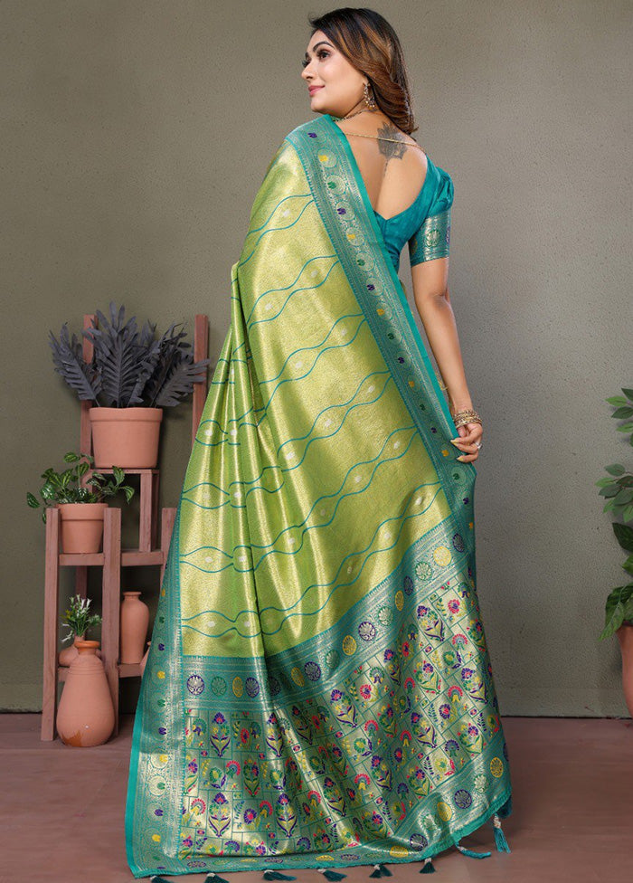 Green Banarasi Silk Saree With Blouse Piece Outlet With Paypal Order