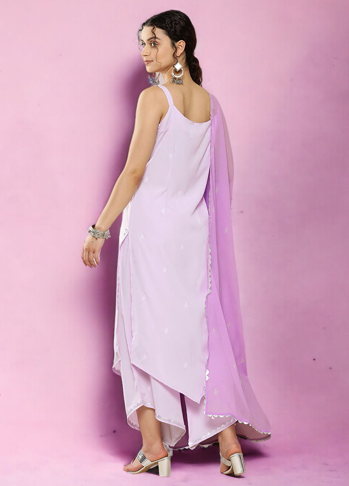 3 Pc Lavender Readymade Silk Dupatta Suit Set Pay With Visa Sale Online