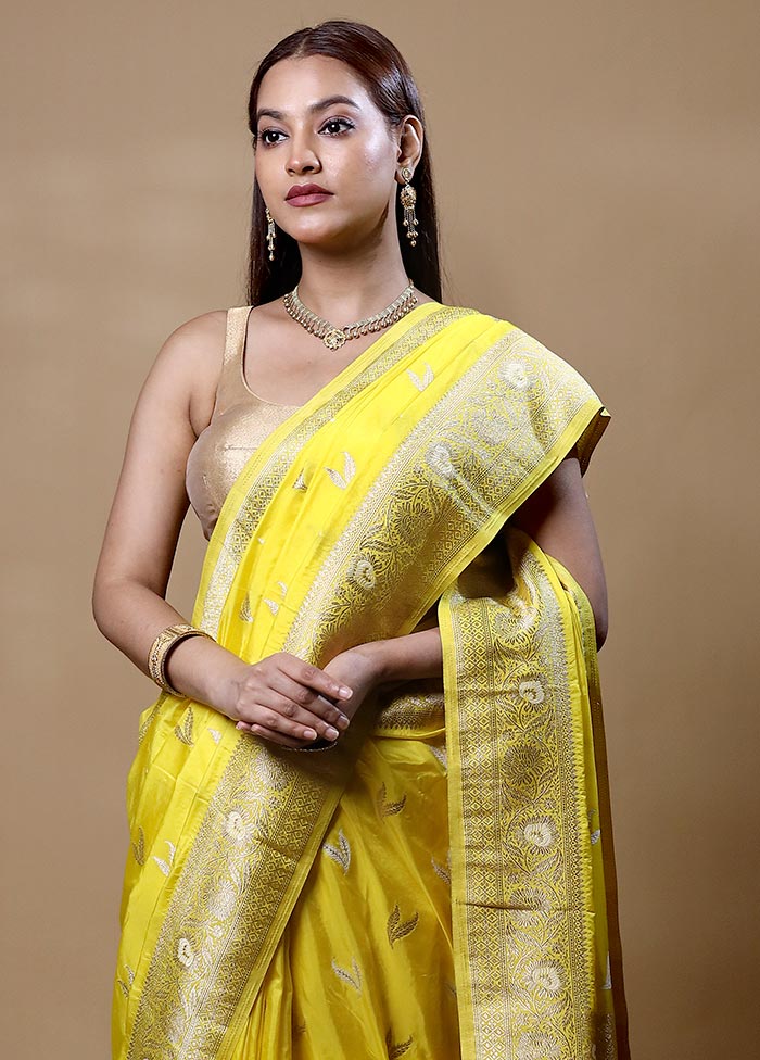 Yellow Dupion Silk Saree With Blouse Piece Lowest Pice Cheap Pice