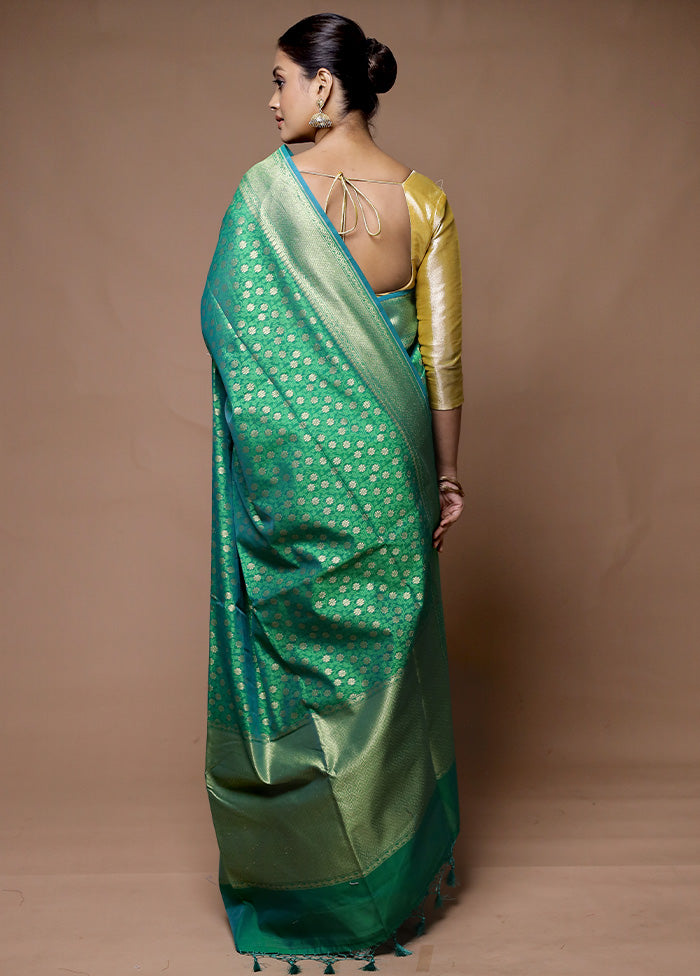 Green Kora Silk Saree With Blouse Piece Clearance Footaction