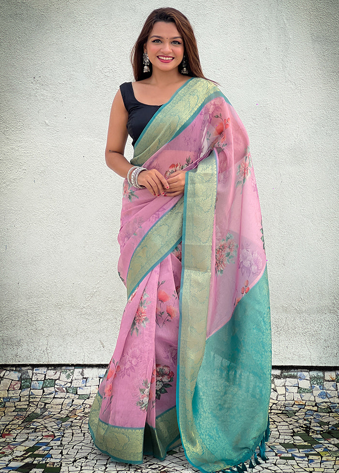 Pink Spun Silk Saree With Blouse Piece Tumblr Sale Online