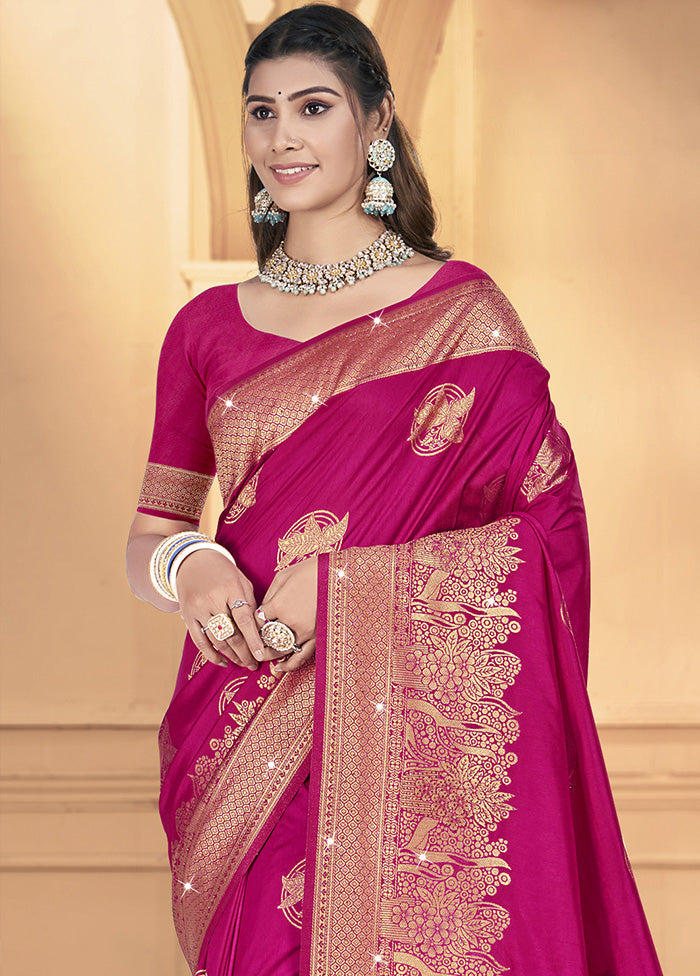 Pink Spun Silk Saree With Blouse Piece Release Dates Cheap Online