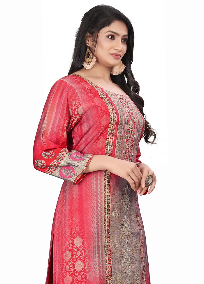 3 Pc Red Unstitched Silk Suit Set Outlet Factory Outlet