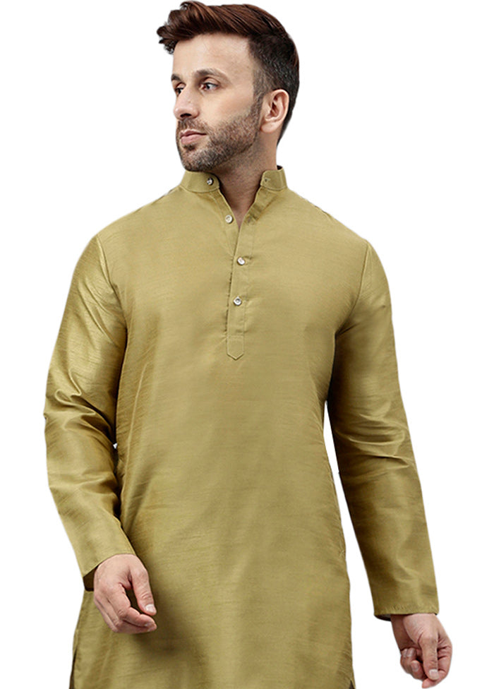 Mehendi Dupion Silk Solid Kurta Sale Hot Sale