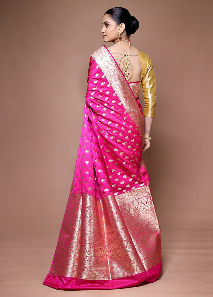 Pink Banarasi Silk Saree With Blouse Piece Cheapest Cheap Online