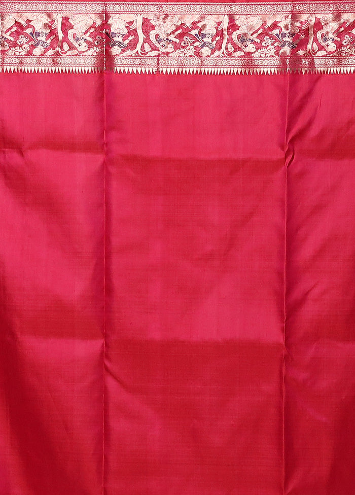 Red Handloom Baluchari Pure Silk Saree With Blouse Piece Clearance Manchester