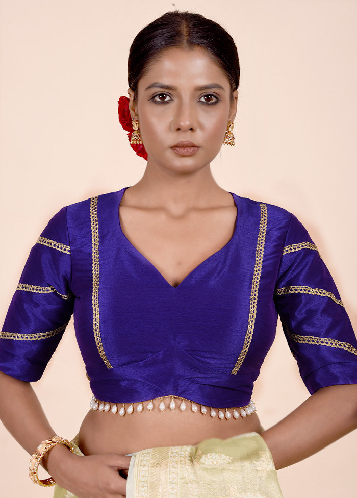 Royal Blue Dupion Silk Designer Blouse Wiki Sale Online