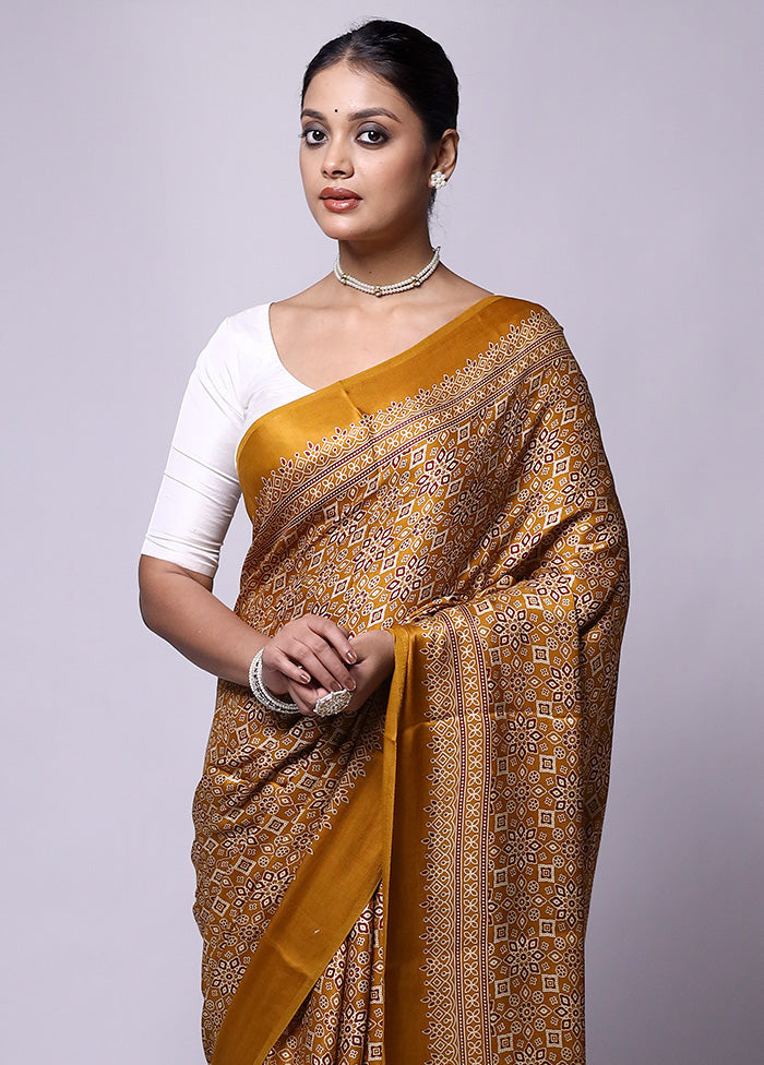 Yellow Pure Modal Silk Saree Without Blouse Piece Cheap Official