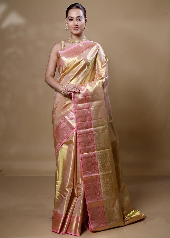 Yellow Handloom Kanchipuram Pure Silk Saree With Blouse Piece Sale Manchester Great Sale