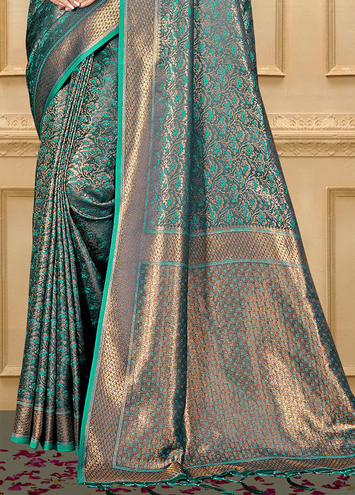 Sea Green Spun Silk Saree With Blouse Piece Order