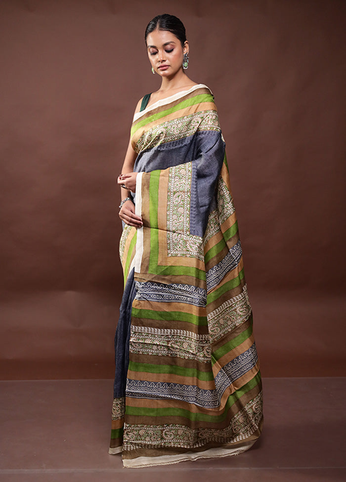 Grey Printed Pure Silk Saree Without Blouse Piece Clearance Eastbay