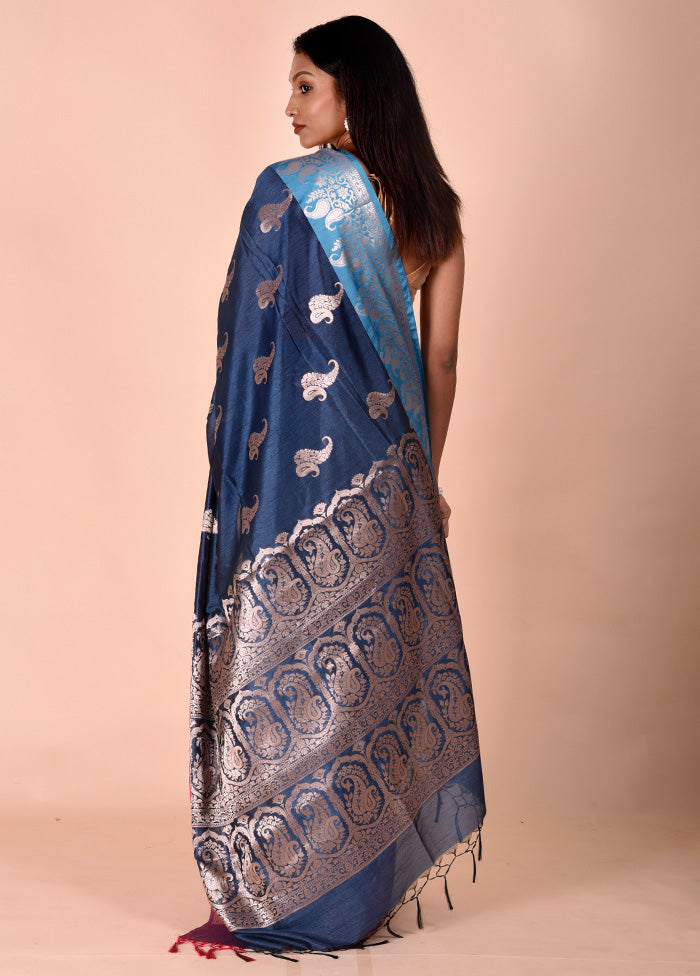 Blue Cotton Saree With Blouse Piece Wide Range Of Cheap Pice