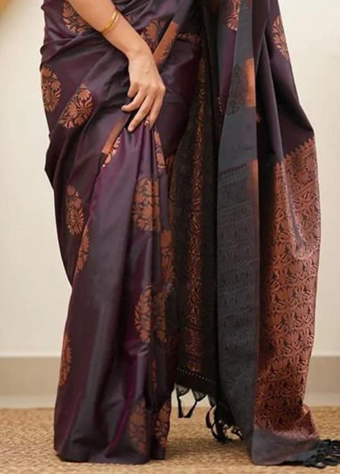 Wine Banarasi Silk Saree With Blouse Piece Pay With Paypal Cheap Pice