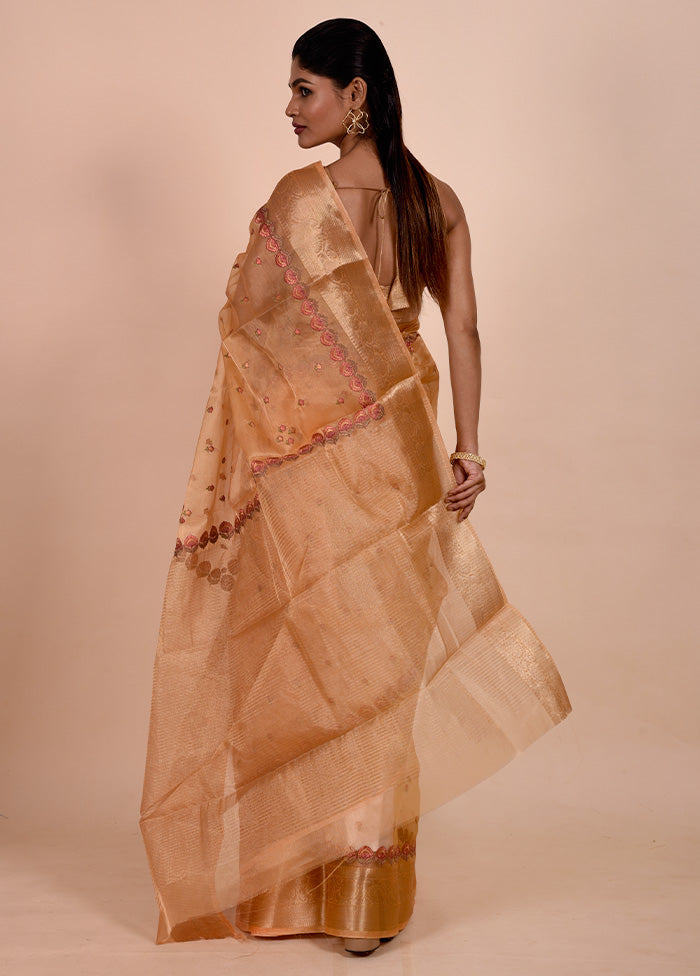 Rust Tissue Silk Saree With Blouse Piece Footlocker Pictures Sale Online