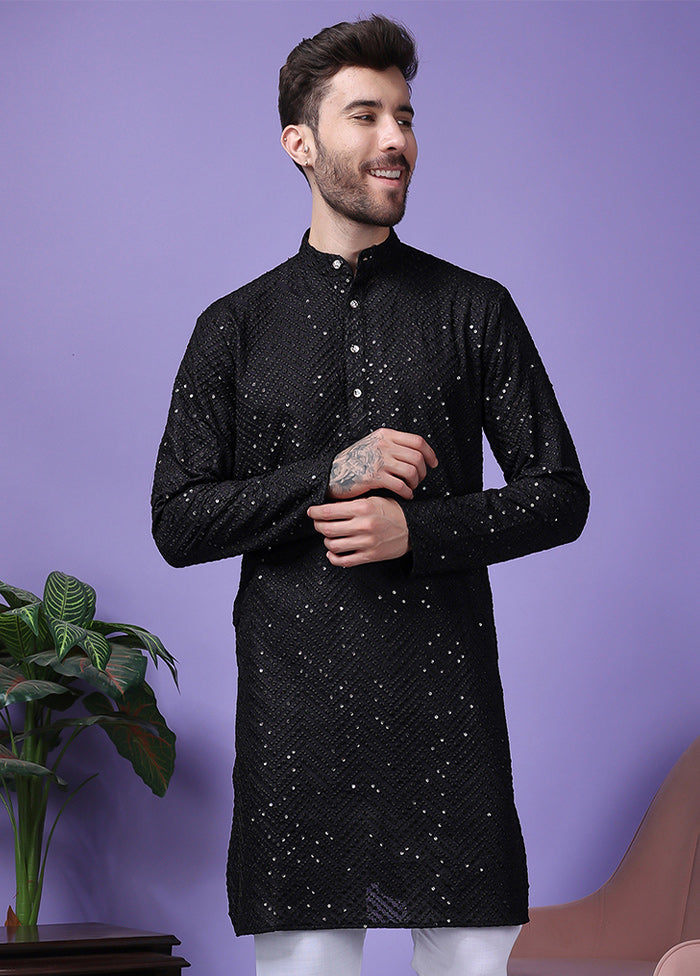 2 Pc Black Silk Kurta Pajama Set Free Shipping Deals