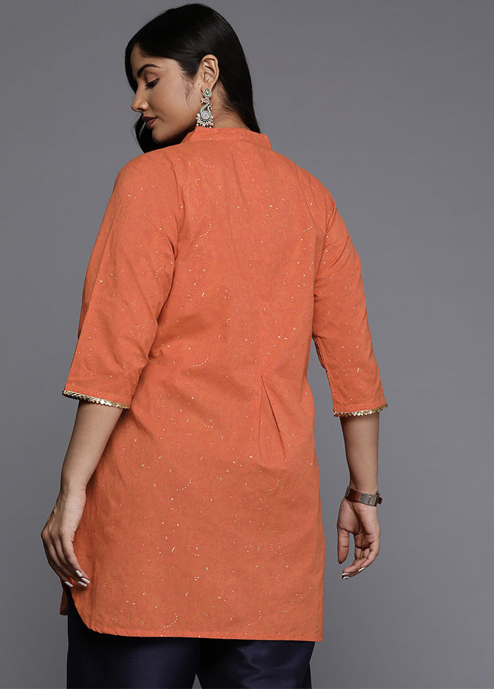 Orange Readymade Cotton Kurti Sale Cheap Pice