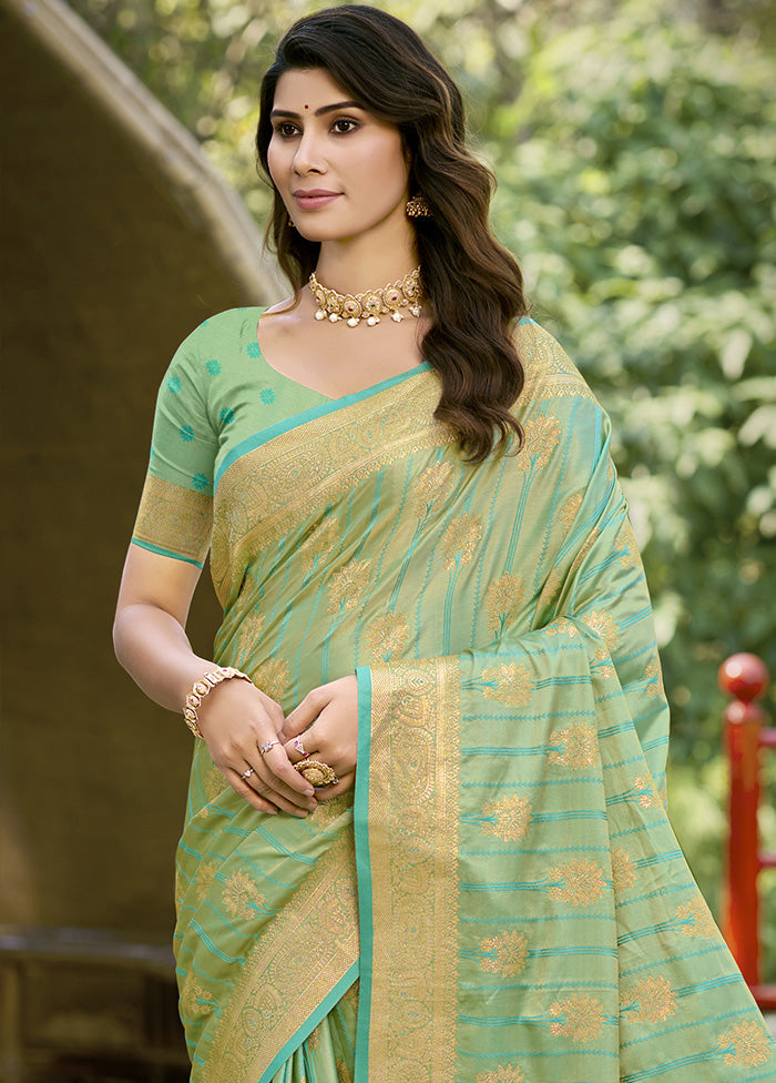 Green Spun Silk Saree With Blouse Piece Discount Tumblr