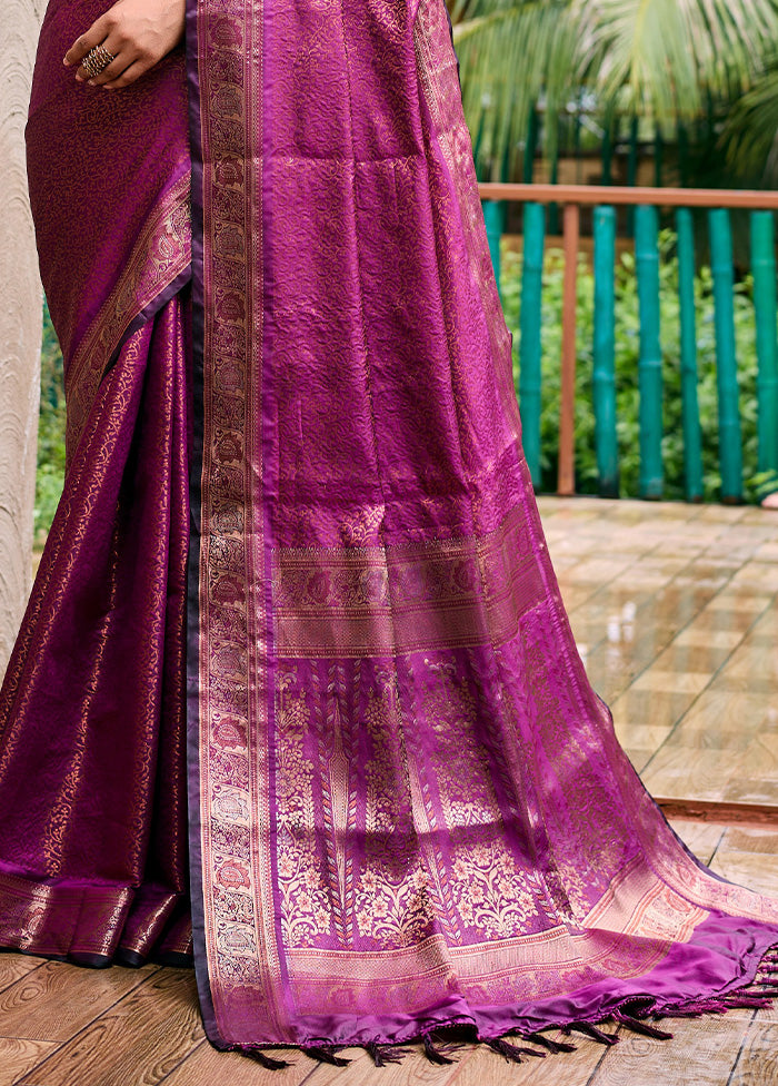 Wine Kanjivaram Silk Saree With Blouse Piece Cheap New Styles