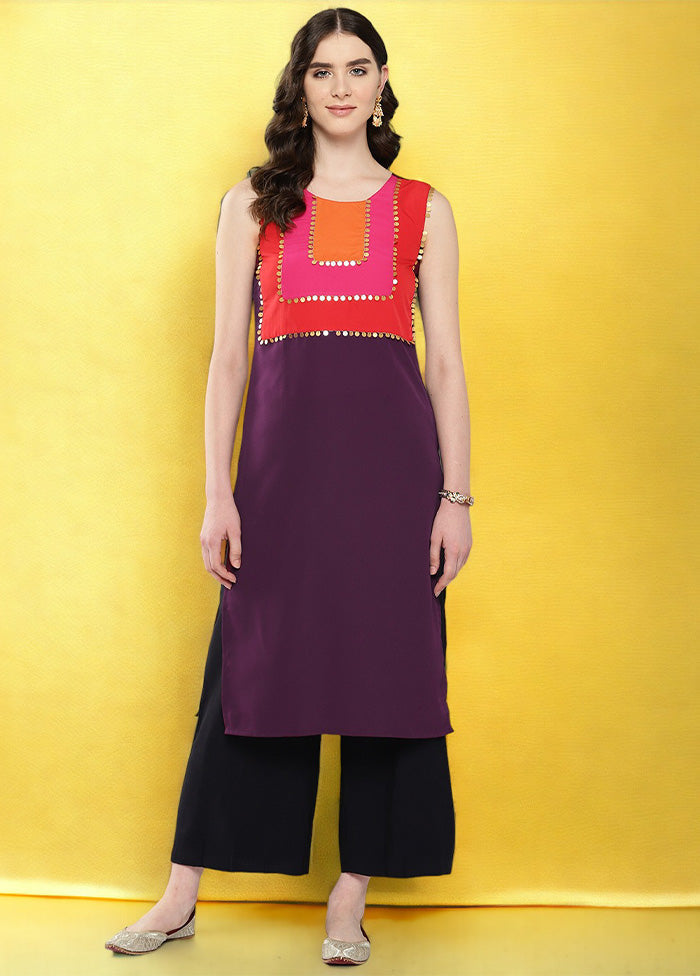 Burgundy Readymade Silk Kurti Under 70 Dollars