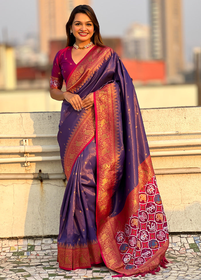 Lavender Spun Silk Saree With Blouse Piece Buy Cheap Low Shipping Fee