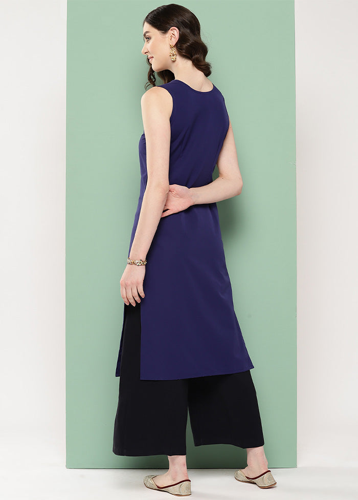 Navy Blue Readymade Silk Kurti Cheap Best Sale