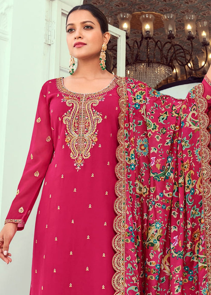 3 Pc Rani Semi Stitched Georgette Suit Set For Nice Online