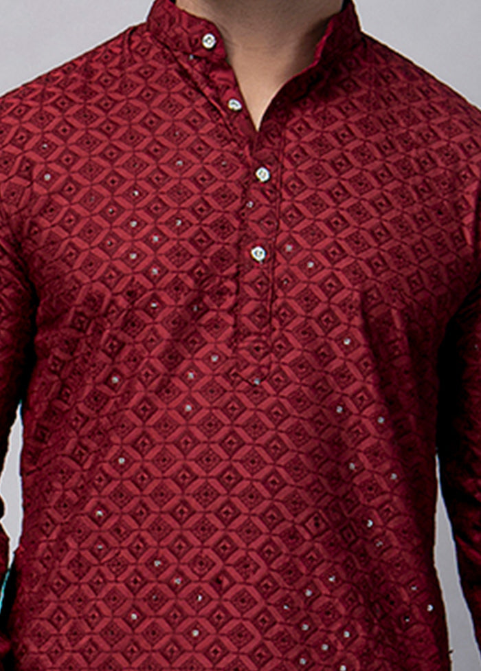 2 Pc Maroon Viscose Kurta Pajama Set Outlet Big Discount