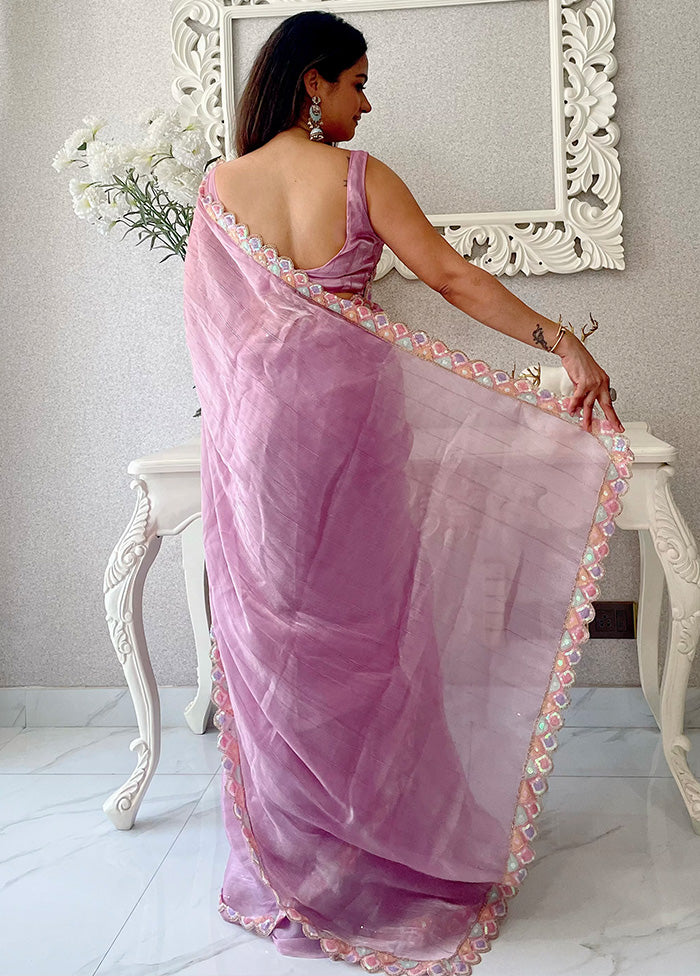 Pink Spun Silk Saree With Blouse Piece Cheap Low Shipping Fee