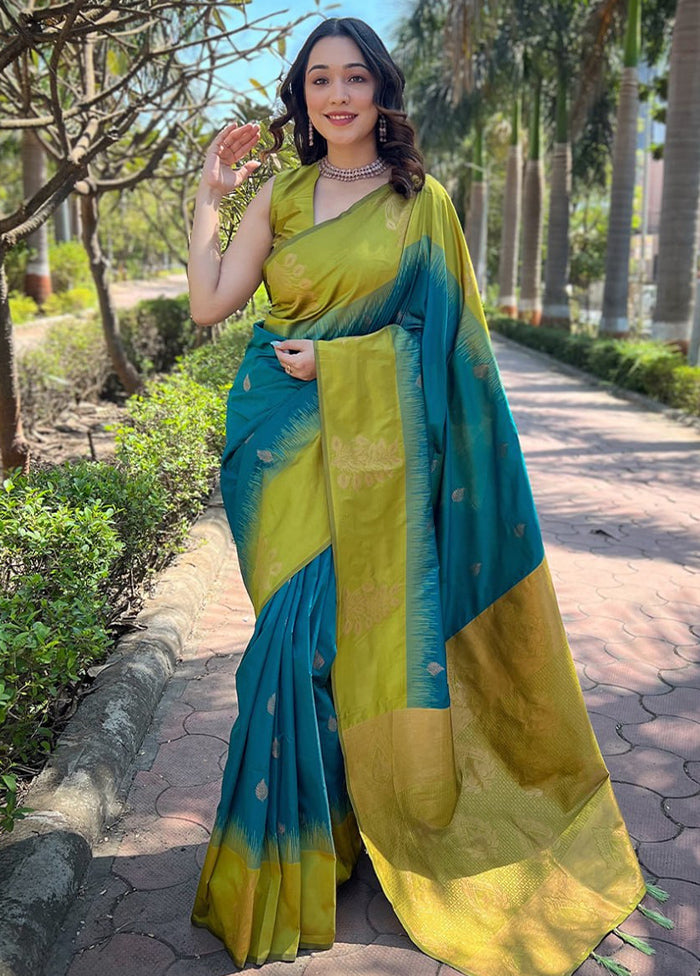 Multicolor Banarasi Silk Saree With Blouse Piece Outlet Deals