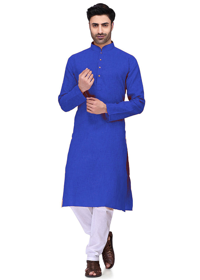 Blue Cotton Kurta And Pajama Set Cheap Sale Amazing Pice