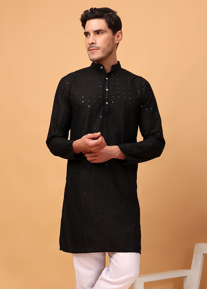 2 Pc Black Viscose Kurta Pajama Set Great Deals Sale Online