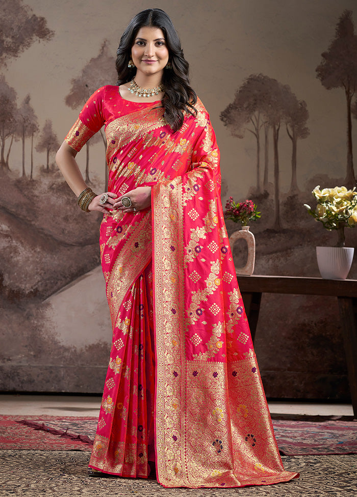 Red Spun Silk Saree With Blouse Piece Real Cheap Online