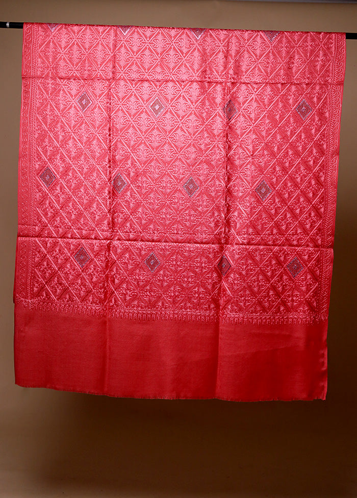 Pink Butta Work With Zari Woven Border Shawl Buy Cheap With Paypal