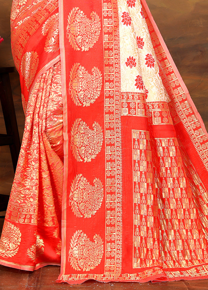 Red Spun Silk Saree With Blouse Piece Sale New Styles