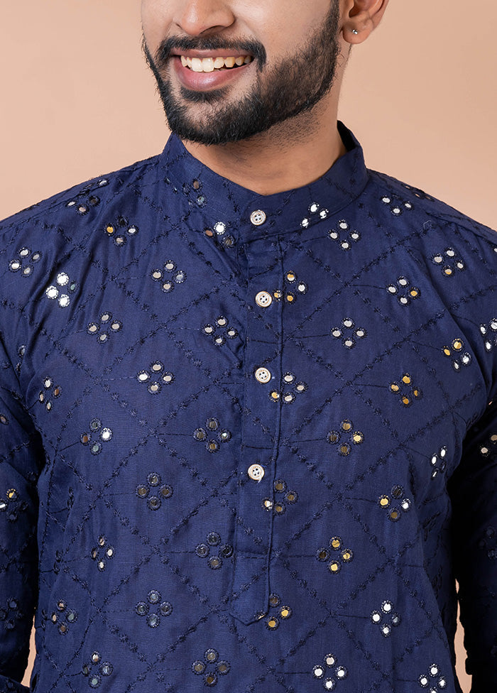 Navy Blue Cotton Kurta And Pajama Set Sale Wiki