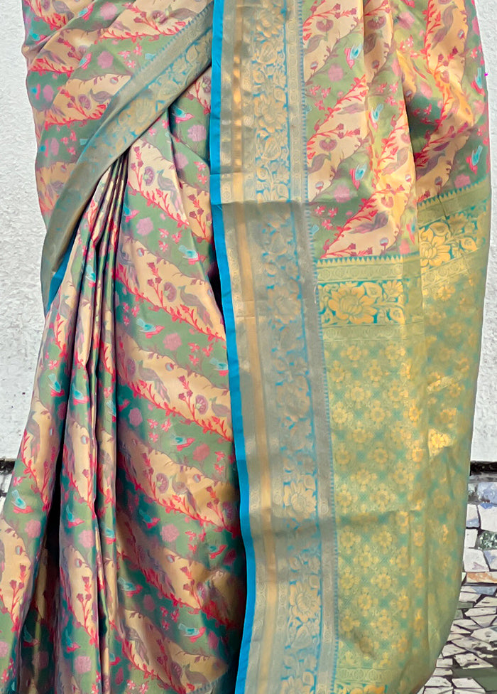 Blue Dupion Silk Saree With Blouse Piece Sale Lowest Pice