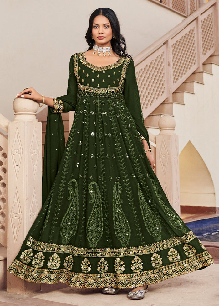 3 Pc Mehendi Unstitched Georgette Suit Set Sale Footlocker Pictures