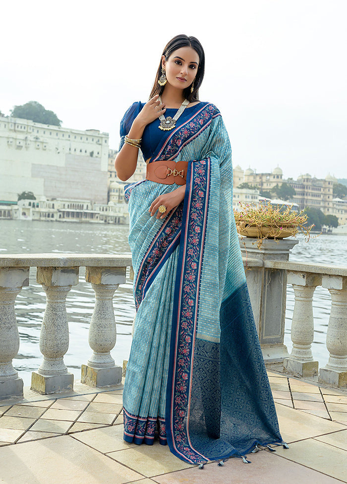 Firoza Spun Silk Saree With Blouse Piece Looking For Sale Online