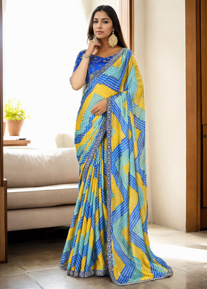 Blue Spun Silk Saree With Blouse Piece Best Place