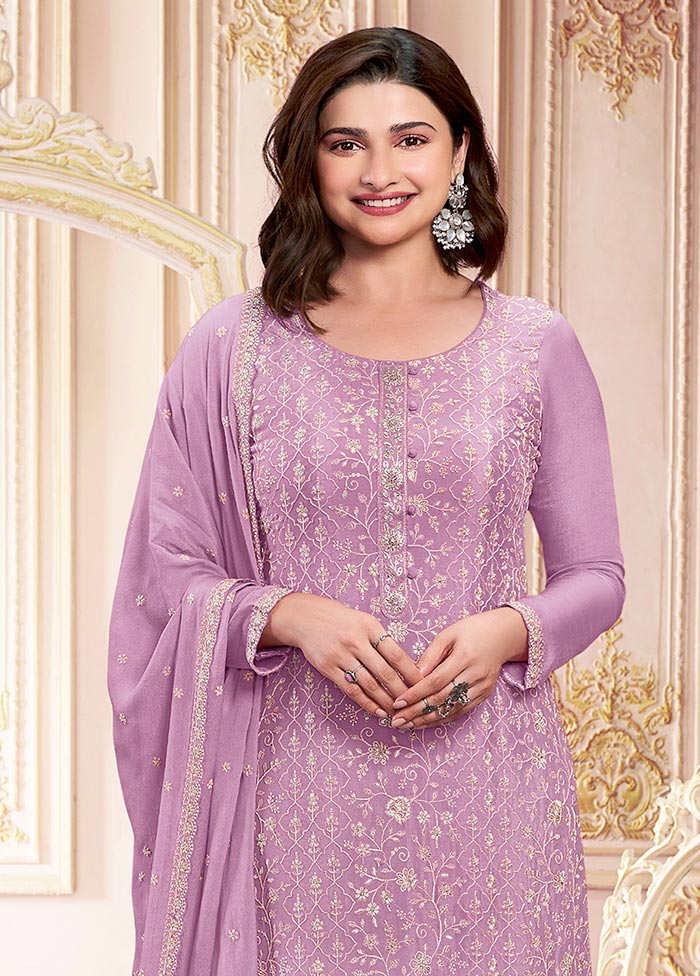 3 Pc Light Pink Semi Stitched Georgette Suit Set Cheap Pice Top Quality