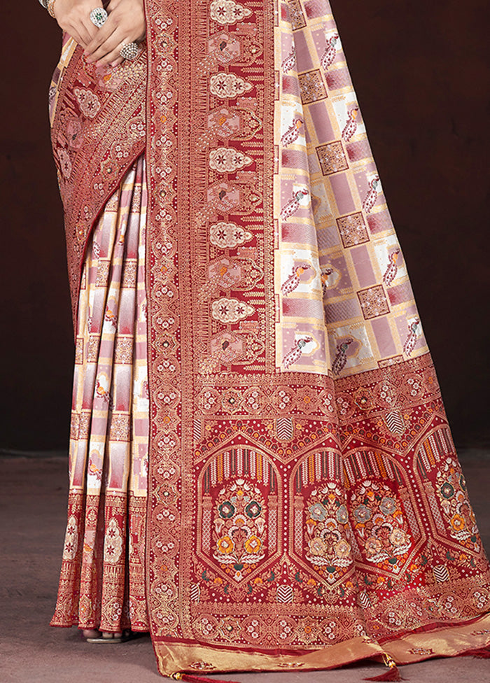 Maroon Banarasi Silk Saree With Blouse Piece Limited Edition Online