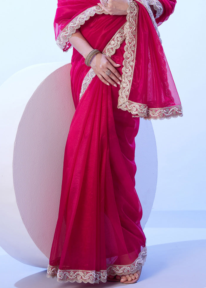 Pink Net Net Saree With Blouse Piece Cheap Sale Tumblr